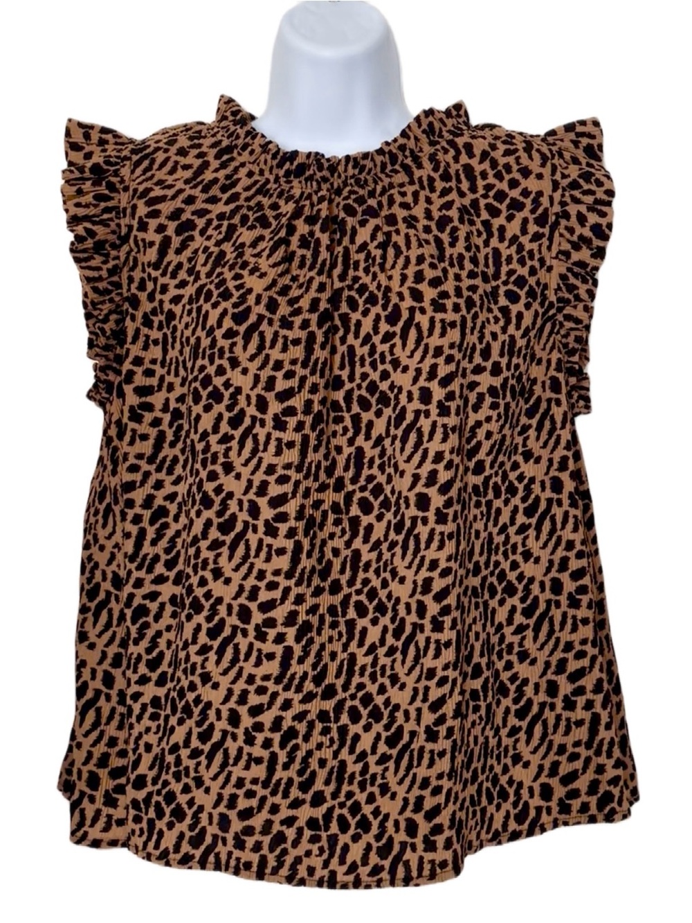 Fate Leopard Print Ruffle-Trim Blouse